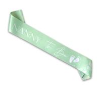 Blue Planet Fancy Dress Satin Nanny to Be Sash - Mint Sage Green with White Text & Botanical Flowers - Neutral Unisex Baby Shower Sash for Grandma - Party Decoration & Keepsake Gift