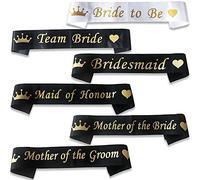 Blue Planet Fancy Dress Team Bride Hen Party Sash (Pack of 1) - Black Satin Sash with Gold Text for Women and Girls Bachelorette Parties - Bridal Party Favours - Wedding Accessories