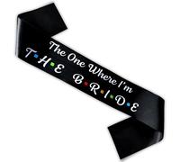 Blue Planet Fancy Dress Team Bride Sashes Hen Party Sash The One Where Black Satin for Women Girls Wedding Bachelorette Parties (The Bride)