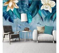 Blue Plants Leaves Flowers Flying Birds 3D Wallpaper Luxury Home Dining Decor Paste Sofa Living Room The Wall for Bedroom Mural-350cm×256cm