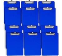 Blue Plastic Clipboard with Low Profile Clip (Pack of 12) - Letter/A4 Size with Flat Clip for Boys and Girls | Cute Aesthetic College & Back to School Supplies
