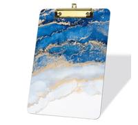 Blue Plastic Clipboards with Gold Low Profile Clip Navy Acrylic Clip Boards A4 Office Accessories Room Decor Gift Writing Clipboard for Teacher Nurses Woman Men Student Nurse Lawyer Teens Birthday