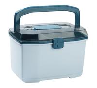 Blue Plastic Double-Layer Medicine Case for Home Storage | Lockable Cover Multifunctional Lightweight Build , Dust Protection Desktop Box for Schools