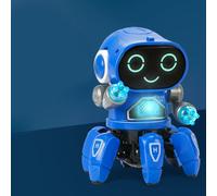 Blue Plastic Electric Dancing Robot Toy with Six Claws and Lights for Boys