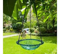 Blue Plastic Hanging Bird Feeder Tray Outdoor Wild Bird Feeding Station Bird Bathtub