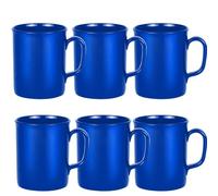 Blue Plastic Mugs 275ml UK Made Ceramic Looking Pack of 6, Lightweight Durable Coffee Cups with Handles, Dishwasher Microwave Safe, Camping, Picnic, Ideal for Children