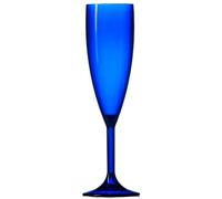 Blue Plastic Polycarbonate Champagne Flutes, 12 Pack, 6.6oz, Catering Quality Plastic Glassware - Reuse 1000's of Times, Virtually Unbreakable - Tough Polycarbonate