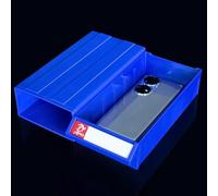 Blue Plastic Storage Bins with Dividers and Labels, Stacking Parts Organizer for Shop/Garage/Workbench Small Items, Bolt Bin Cabinet(10 pack,22x10.8x5.5cm)