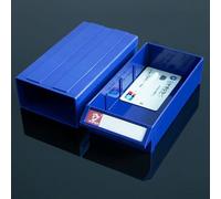 Blue Plastic Storage Bins with Dividers and Labels, Stacking Parts Organizer for Shop/Garage/Workbench Small Items, Bolt Bin Cabinet(40 pack,18x9.5x5cm)