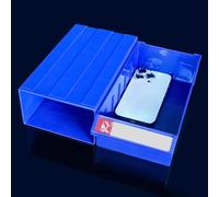 Blue Plastic Storage Bins with Dividers and Labels, Stacking Parts Organizer for Shop/Garage/Workbench Small Items, Bolt Bin Cabinet(40 pack,24x13x7.8cm)