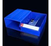 Blue Plastic Storage Bins with Dividers and Labels, Stacking Parts Organizer for Shop/Garage/Workbench Small Items, Bolt Bin Cabinet(15 pack,24x15.7x9.2cm)