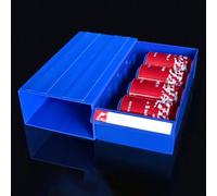 Blue Plastic Storage Bins with Dividers and Labels, Stacking Parts Organizer for Shop/Garage/Workbench Small Items, Bolt Bin Cabinet(35 pack,32x16x8.5cm)