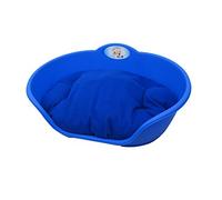 BLUE PLASTIC WITH BLUE CUSHION / LARGE HEAVY DUTY PET BED - DOG/CAT/ANIMAL/SLEEP/BASKET