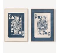 Blue Playing Card Wall Art Trendy Aesthetic Posters Ace Card Picture King And Queen Painting Blue Aesthetic Wall Art Lucky You Print Trendy Retro Posters King And Queen Artwork 16x24inchx2 No Frame