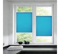 Blue Pleated Fabric Blinds 110x120 cmLight Filtering Privacy Protect No Drill Quick Fix Ideal for & Doors Easy Installat