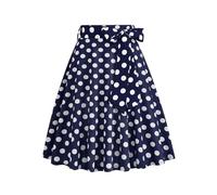 Blue Pleated Skirts for Women Knee Length Skirts Vintage Midi Flared A Line High Waisted Retro Long Summer Pleated Skirt 50S Style Swing with Belt