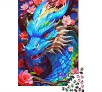 Blue Plum Blossom Dragon Jigsaw Puzzles 1000 Piece Recycled Paper Oriental ElegancePuzzle for Adults Jigsaw Puzzle Educational Game Decompression Home Activity Celebration Gifts 52x38cm/1000pcs