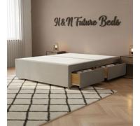 (Blue Plush, 5ft King(No Drawers)) New Plush Velvet Divan Bed Base Upholstered Drawer Storage 3FT 4FT 4FT6 5FT 6FT