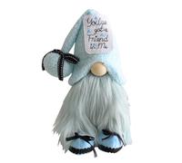 Blue Plush Gonks, 27x13x8cm Blue Summer Gnome Doll, Faceless Christmas Gnomes with Long Hat, Funny Faceless Gnomes Collectible Figurine, Long Beard Standing Gnome Christmas Decorations for Home
