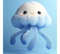 Blue Plush Jellyfish Toy， 20cm Sea Life Jellyfish Animal, Stuffed Soft Part of Safari Animals Collection, Perfect for Kids