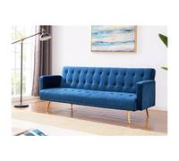 (Blue) Plush Velvet Sofa Bed In Various Colours
