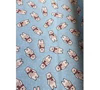 Blue Polar Bear Christmas Polycotton Fabric per metre