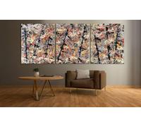 Blue Poles by Jackson Pollock Canvas Print Abstract Painting Modern Living Room Wall Decor Large Fra - 3x A3 Poster - Triptych rolled in tubes BensArt Triptych set 3 Three Stretched Mounted Multi Pan