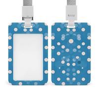 Blue Polka Dot Pattern Badge Holder with Lanyard - Waterproof Hard Plastic ID Card Holder Professional Name Tag Vertical ID Card Name Badge for Office Nurse Doctor Teacher