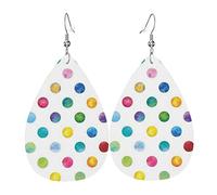 Blue Polka Dot Pattern Earrings For Women'S Earrings, Leather Earrings For Girls, Novelty Teardrop Earrings, Stylish And Beautiful., One Size, Leather, No Gemstone