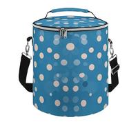Blue Polka Dot Pattern Lunch Bag, 15L Portable Leakproof Picnic Basket with Shoulder Strap, Insulated Picnic Cooler Bag for Camping, Beach, Hiking & Groceries