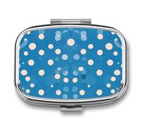 Blue Polka Dot Pattern Pill Box 2 Compartment - Small Metal Medicine Organizer Portable Pill Case for Purse Pocket Travel Vitamin Organizer for Men Women, BPA-Free