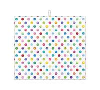 Blue Polka Dot Pattern Print Absorbent Dish Drying Mat for Versatile Reusable Daily Use Kitchen Counter Pad