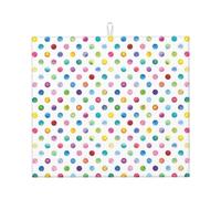 Blue Polka Dot Pattern Print Absorbent Dish Mat for Housewarming Kitchen Countertop Pad Placemat Gift Foldable