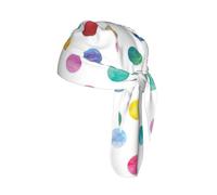 Blue Polka Dot Pattern Print Bike Cap Breathable Headwrap Moisture Wicking Tie Back Helmet Liner Outdoor Event Gift 22-24 In