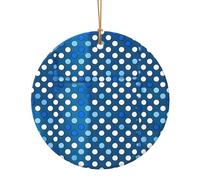 Blue Polka Dot Pattern Print Christmas Ceramic Crafts Orenament for Christmas Winter New Year Party Hanging Decorations