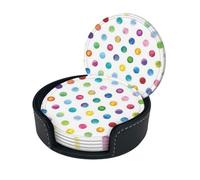 Blue Polka Dot Pattern Print Coaster With Storage Box For Home, Office, And Restaurant Use