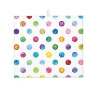 Blue Polka Dot Pattern Print Dish Drying Mat for Kitchen Absorbent Pad Countertop Daily Use Foldable Reusable