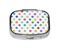 Blue Polka Dot Pattern Print Pill Box 2 Compartment Medicine Pill Case,Portable for Pocket Or Purse Pill Box Decorative Metal Medicine Organizer