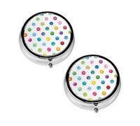 Blue Polka Dot Pattern Print Pill Box 3 Compartment Medicine Pill Case,Portable for Pocket Or Purse Pill Organizer Decorative Metal Medicine Vitamin Organizer Unique Gift