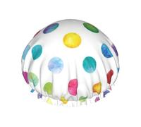 Blue Polka Dot Pattern Print Premium Double Layer Shower Cap For Women With Reusable Shower Cap For Hair - Waterproof Plastic Cap - Shower Caps For Long, Short And Curly Hairs