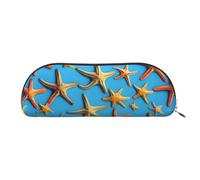 Blue Polka Dot Pattern Print Receive Bag Makeup Bag Cosmetic Bags Travel Storage Bag Toiletry Receive Bags Pencil Case Pencil Bag, Blue Background With Many Starfish, One Size