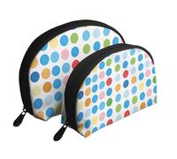 Blue Polka Dot Pattern Print Small Purses 2Pcs Portable Coin Purse Makeup Bag Soft Vacation Pouch Change Holder Wallet with Zipper Portable for Shopping Travel Party Cosmetic Bag