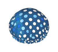 Blue Polka Dot Pattern Shower Cap For Women, Reusable Shower Cap, Waterproof Bath Cap For Women Long Hair