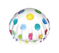 Blue Polka Dot Pattern Shower Caps Women Men Reusable Waterproof Non-Slip Quick-Dry Hair Large Cap Long Short Hair