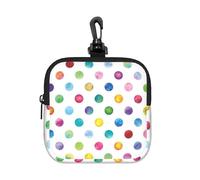 Blue Polka Dot Pattern Square Zipper Pouch with All-Over Print,Waterproof Rubber-Fabric, Lightweight Durable Small Organizer Bag for Coins, Cards, Keys