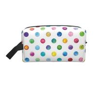 Blue Polka Dot Pattern Water-Resistant Travel Toiletry Organizer Bag, Large Capacity Portable Cosmetic Storage for Gym/Daily Essentials