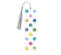 Blue Polka Dot Pattern Wooden Bookmark Book Lovers Tassels Crafts Accessories Reading Book Club Party