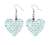 Blue Polka Dot Pattern Wooden Earrings for Women, Vintage Elegant Wood Jewelry, Lightweight Earrings for Wedding, Party, Everyday Jewelry Gift, Love, Wood, wood