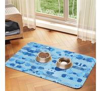 Blue Polka Dot Print Print Cat Food Mat Pet Feeding Mat for Floor Pet Supplies Dog Water Bowl Mat Dog Essentials