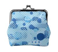 Blue Polka Dot Print Print Charm and Versatile Coin Purse Exquisite Waterproof Kiss Lock Wallet for Keys Cards